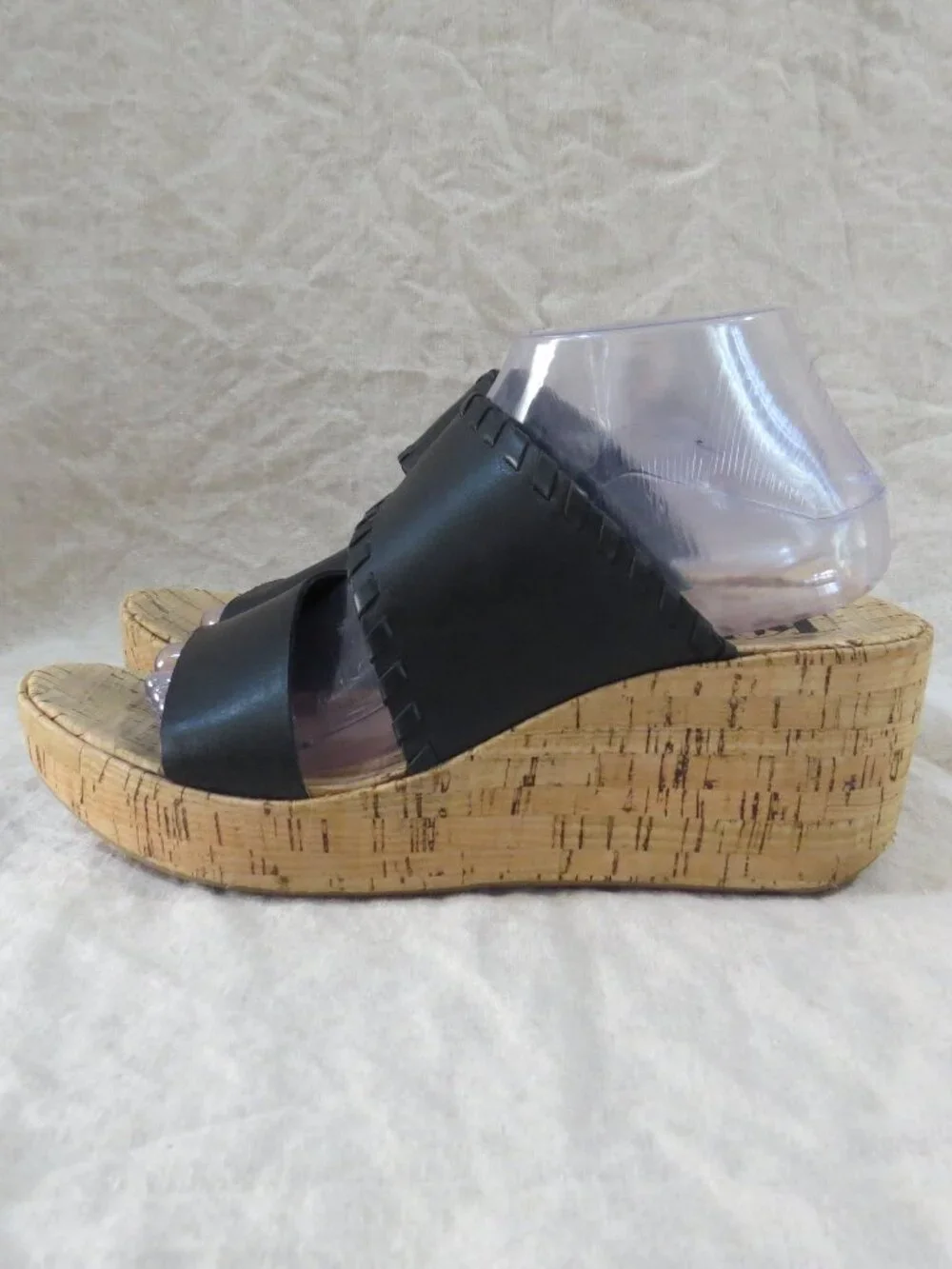 KORKS Kendri Sandals Black Leather SIZE 9 Whip Stitch Detail